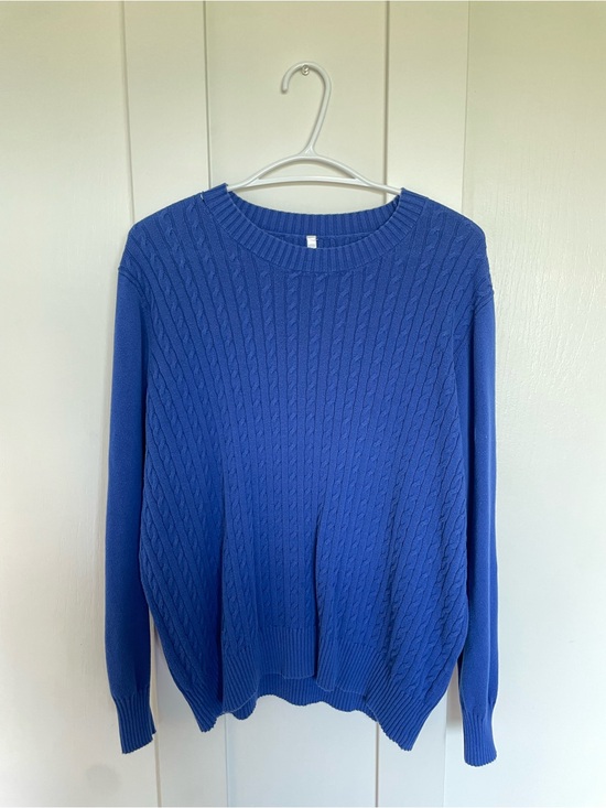 Blue Sky Clothing Co Sweaters - Deep Blue Cotton Cable Knit Sweater